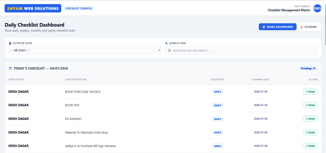 Checklist Task System